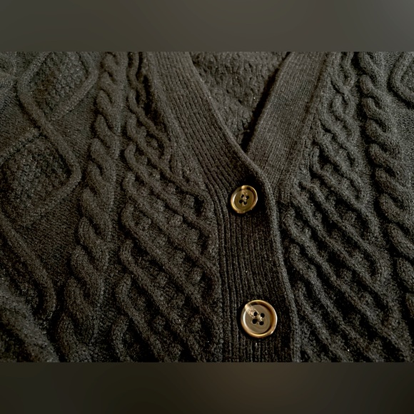 Sunday Best by Aritzia Black Cable Knit Cropped Cardigan – Size XS - Picture 7 of 7